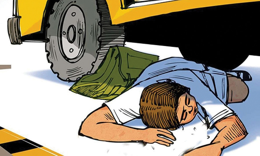 बसको ठक्करबाट साइकलयात्रीको मृत्यु